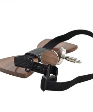 Viac-farebný set - drevený motýlik + manžetové gombíky