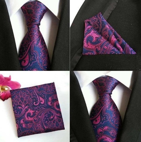 Hodvábna kravata a hodvábna vreckovka - spoločenský set _ model B