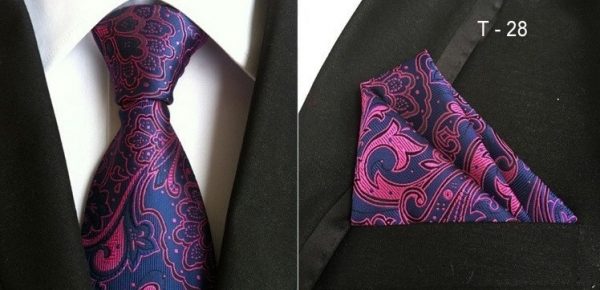 Hodvábna kravata a hodvábna vreckovka - spoločenský set _ model B