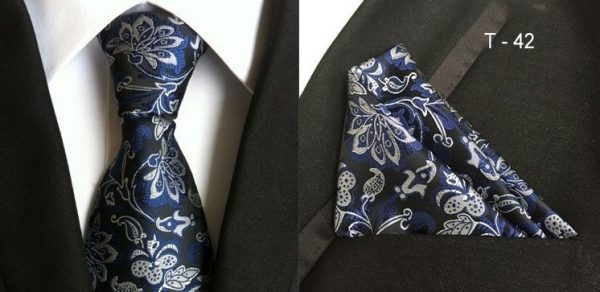 Hodvábna kravata a hodvábna vreckovka - spoločenský set _ model C