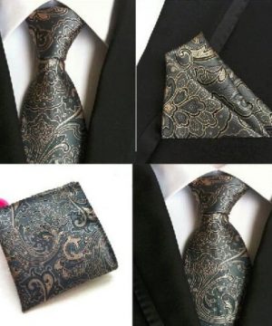 Hodvábna kravata a hodvábna vreckovka - spoločenský set _ model E