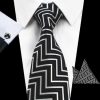 Kravatová sada - kravata + manžetové gombíky + vreckovka s čiernym vzorom