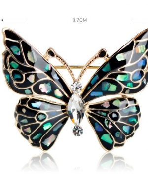 Luxusná brošňa na šaty v tvare čierneho motýľa zo smaltu