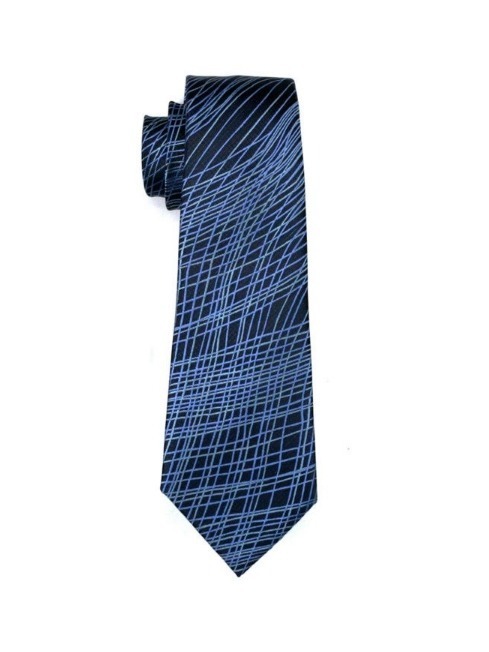 Kravatová sada - kravata + manžetové gombíky + vreckovka s modrým vzorom