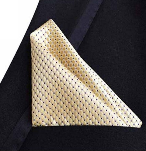 Hodvábna kravata a hodvábna vreckovka - spoločenský set v žltej farbe