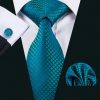 Kravatová sada - kravata + manžetové gombíky + vreckovka v modro-zelenej farbe