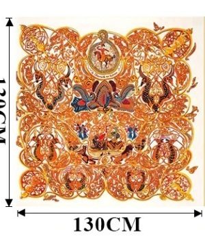 Elegantná hodvábna šatka s orientálnym motívom, 130 x 130 cm