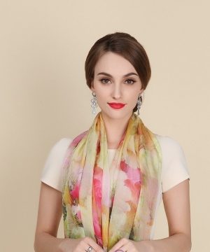 Exkluzívny veľký hodvábny šál s farebnými kvetinami