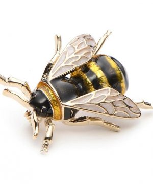 Luxusná smaltovaná brošňa na šaty v podobe včielky