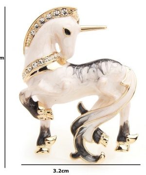 Roztomilá smaltovaná brošňa prívesok na krk v tvare jednorožca
