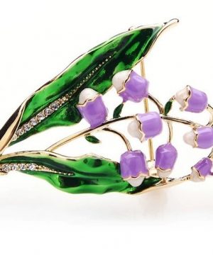 Luxusná smaltovaná brošňa prívesok na krk v tvare levandule