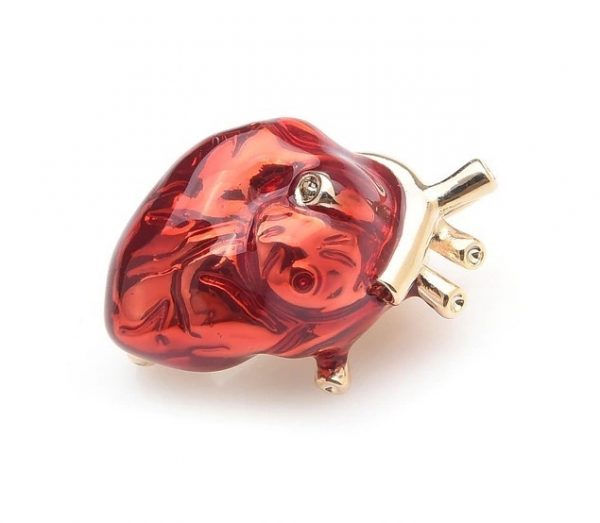 Elegantná smaltovaná brošňa / prívesok na náhrdelník v tvare srdca