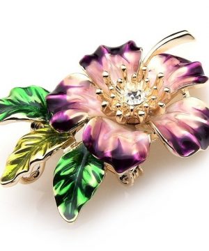 Prepracovaná smaltovaná brošňa prívesok v tvare žiarivého kvetu