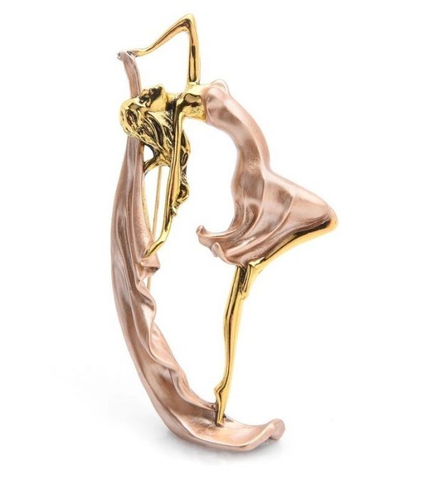 Prepracovaná smaltovaná brošňa v tvare elegantnej baletky