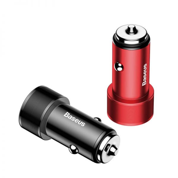 Adaptér do auta s funkciou QUICK CHARGE 3.0, 2x port max 36W, červená farba
