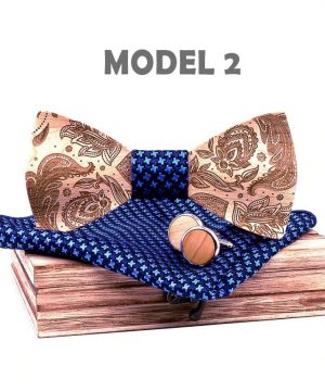 Drevený reliéfny motýlikový set z javorového dreva s ľudovým vzorom