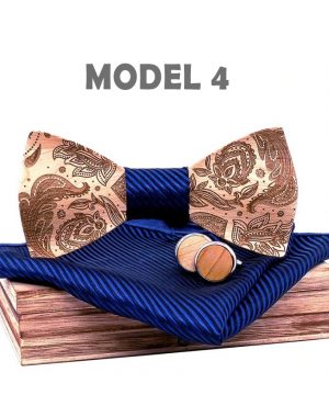 Drevený reliéfny motýlikový set z javorového dreva s ľudovým vzorom