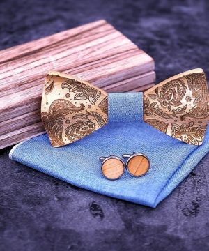 Drevený reliéfny motýlikový set z javorového dreva s ľudovým vzorom