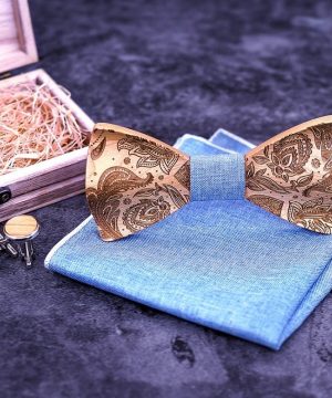 Drevený reliéfny motýlikový set z javorového dreva s ľudovým vzorom