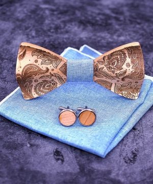 Drevený reliéfny motýlikový set z javorového dreva s ľudovým vzorom