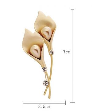 Luxusná brošňa v tvare tulipánov s perlami - zlatá a strieborná.  