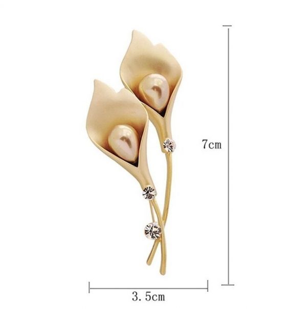 Luxusná brošňa v tvare tulipánov s perlami - zlatá a strieborná.  
