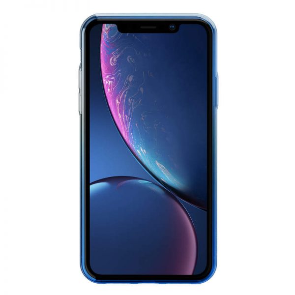 Ochranný dúhový silikónový obal pre iPhone XR v modrej farbe - Image 2