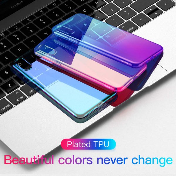 Ochranný dúhový silikónový obal pre iPhone XR v modrej farbe - Image 4