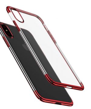 Ochranný kryt Baseus pre iPhone X vyrobený z pružného plastu v červenej farbe