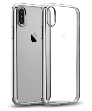 Ochranný silikónový štýlový obal pre iPhone X v striebornej farbe