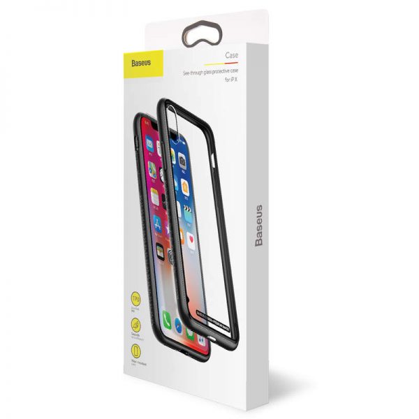 Sklenený odolný obal pre iPhone X v čiernej farbe - Image 2