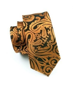 Kravatová sada - kravata + manžety + vreckovka so zlatým vzorom