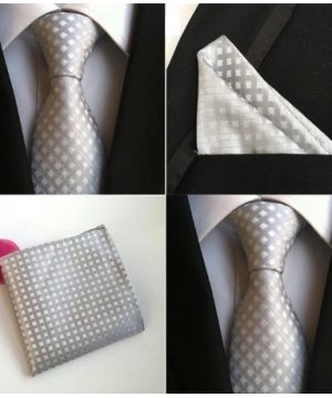 Spoločenská kravata a vreckovka - sada so strieborným vzorom