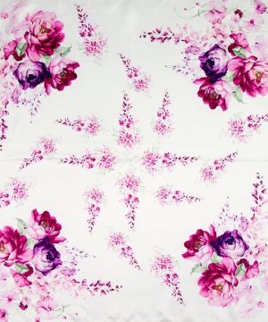 Luxusná šatka zo 100% hodvábu s ružovými kvetinami