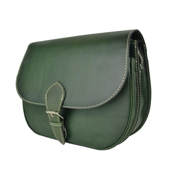 Luxusná kožená kabelka tmavo zelená, ručne tieňovaná, vyťahovací zámok + pracka