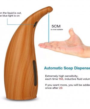 Automatický dávkovač mydla a gélu na ruky s textúrou dreva