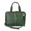 Dámska kožená kabela vhodná na formát A4, ručne tieňovaná v tmavo zelenej farbe