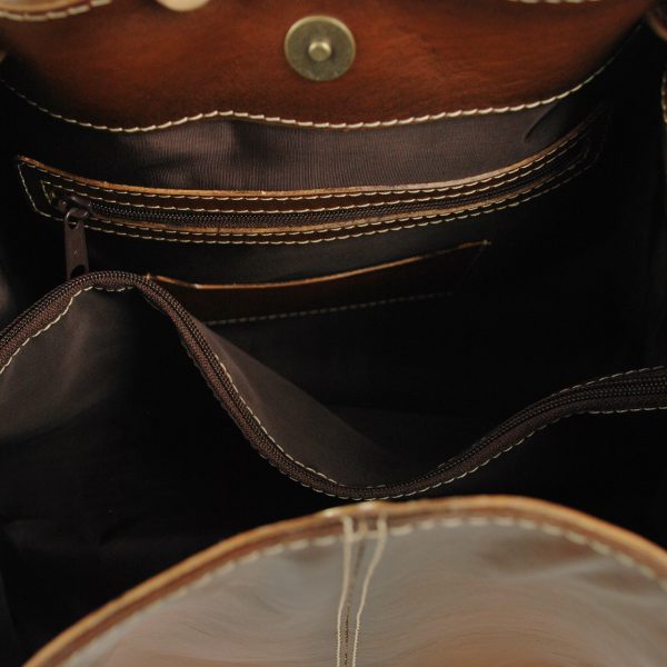 Luxusná veľká kožená kabelka SHOPPER, ručne farbená, svetlo hnedá - Image 8