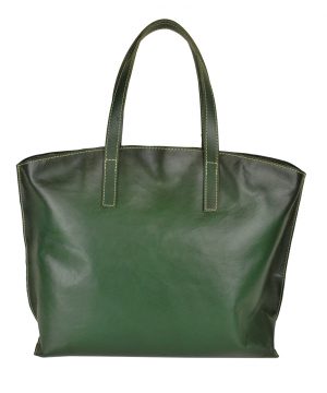Luxusná kožená kabelka veľká na plece SHOPPER BAG, ručne farbená, tmavo zelená