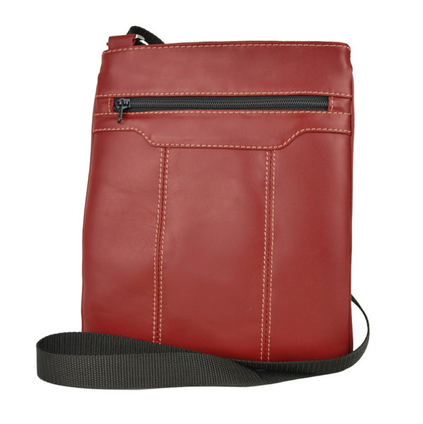 Luxusná kožená taška s dekoračným prešívaním v červenej farbe