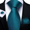 Kvalitná pánska kravatová sada v tyrkysovej farbe - viazanka + gombíky + vreckovka