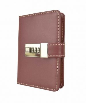 Kožený zápisník MINI s číselným zámkom v bordovej farbe