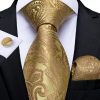 Zlatá kravatová sada so vzorom - viazanka + gombíky + vreckovka