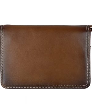 Luxusná kožená kabelka Crossbody, ručne tieňovaná, svetlo hnedá, uzatváranie – magnet – Obrázok 3