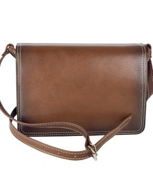 Luxusná kožená kabelka Crossbody, ručne tieňovaná, svetlo hnedá, uzatváranie – magnet – Obrázok 6