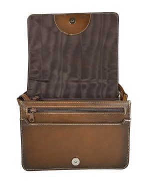 Luxusná kožená kabelka Crossbody, ručne tieňovaná, svetlo hnedá, uzatváranie – magnet – Obrázok 9