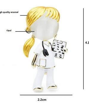 Luxusná smaltovaná brošňa v podobe doktorky lekárky