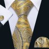 Luxusný zlatý kravatový set - viazanka + gombíky + vreckovka