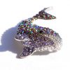 Prepracovaná brošňa na šaty v tvare veľryby z malých kryštálikov