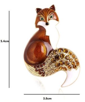 Roztomilá brošňa na šaty v tvare prepracovanej líšky s kryštálmi